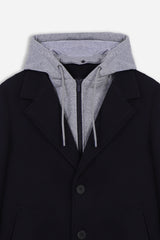 CAPPOTTO BARONETTO CON CAPPUCCIO IN FELPA BLEU - Sonnybono