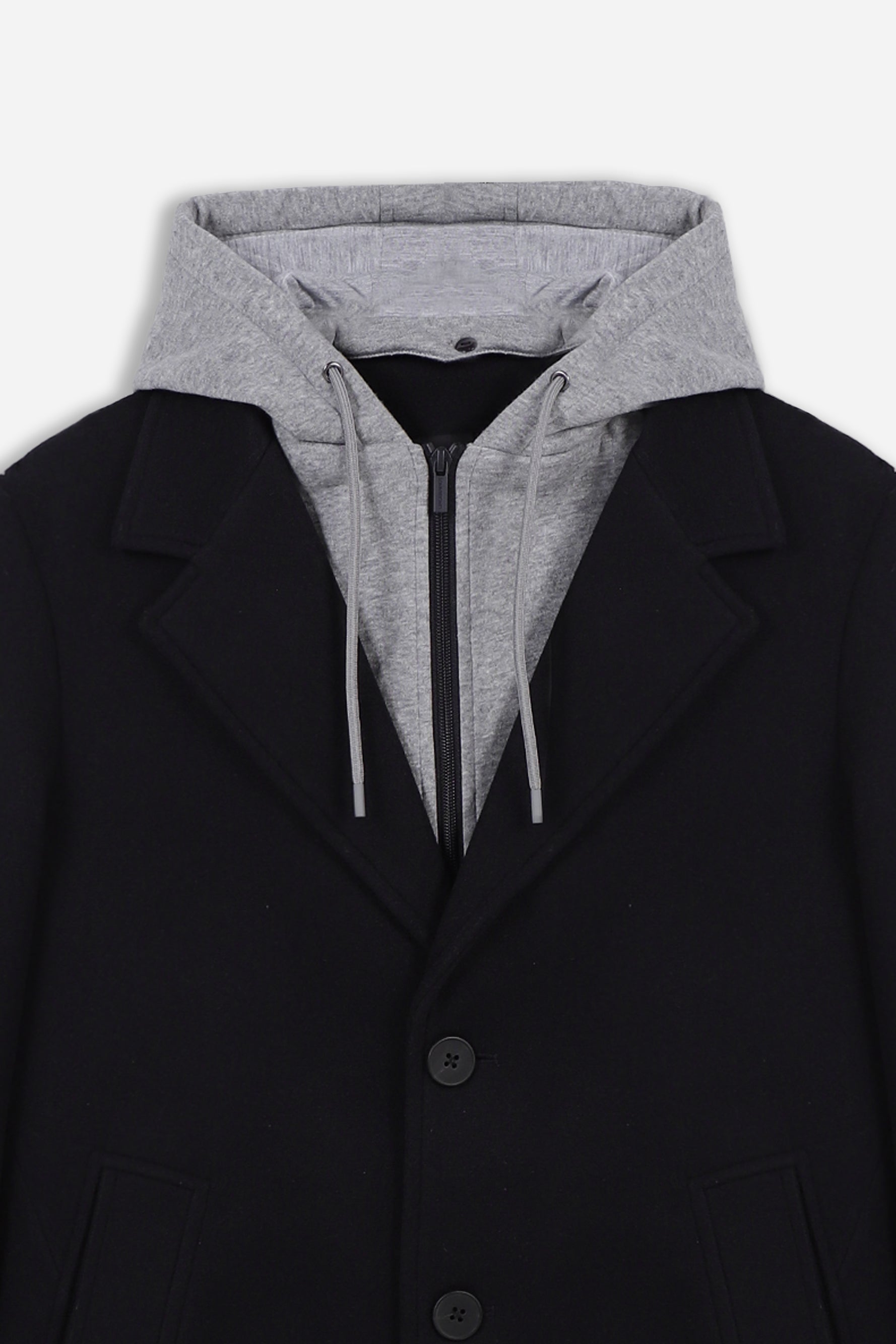 CAPPOTTO BARONETTO CON CAPPUCCIO IN FELPA NERO - Sonnybono