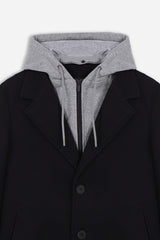 CAPPOTTO BARONETTO CON CAPPUCCIO IN FELPA NERO - Sonnybono