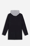 CAPPOTTO BARONETTO CON CAPPUCCIO IN FELPA NERO - Sonnybono