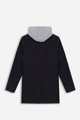 CAPPOTTO BARONETTO CON CAPPUCCIO IN FELPA NERO - Sonnybono