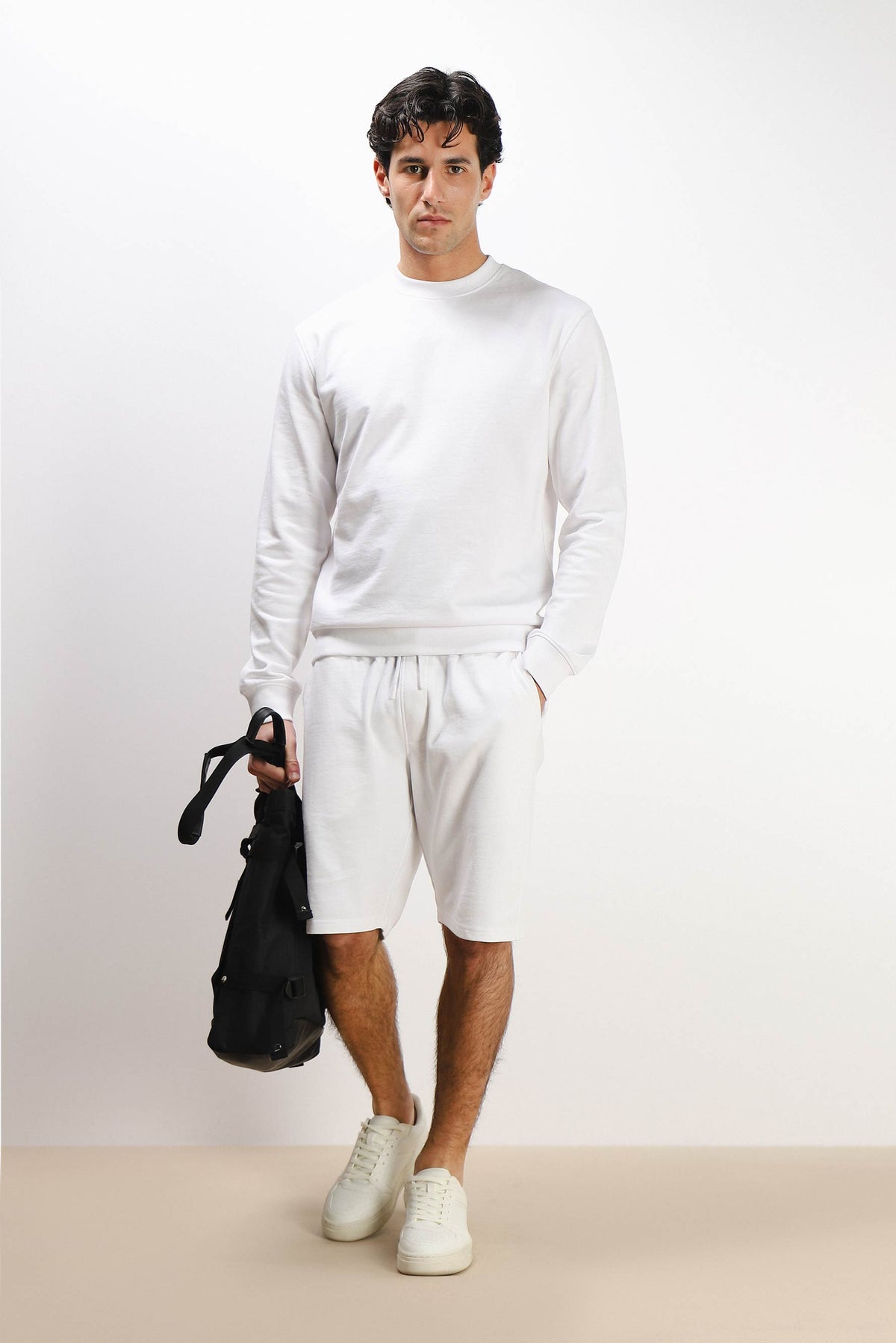 BERMUDA IN FELPA BASIC BIANCO