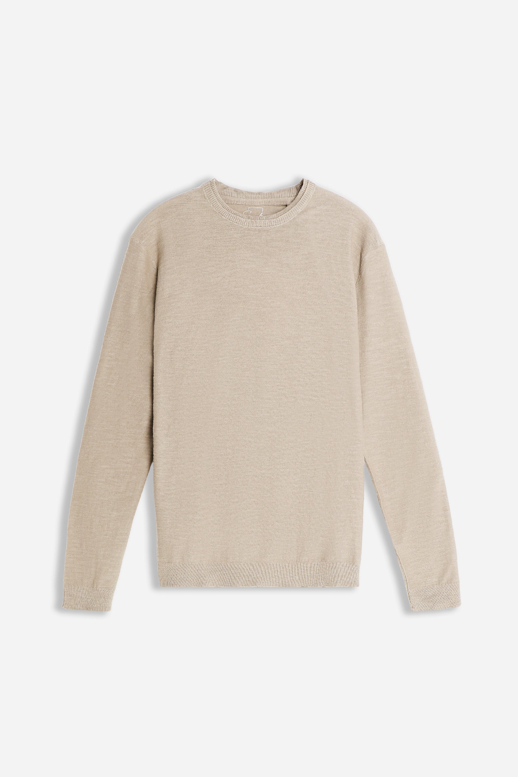 MAGLIA GIROCOLLO TESSUTO SLUB BEIGE