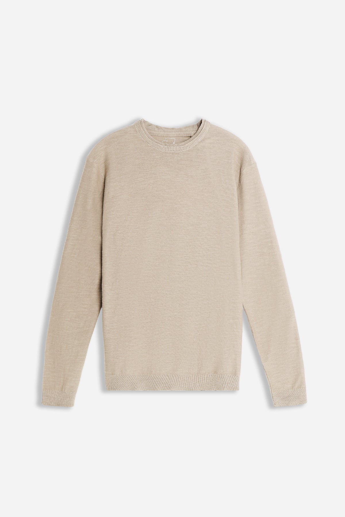 MAGLIA GIROCOLLO TESSUTO SLUB BEIGE