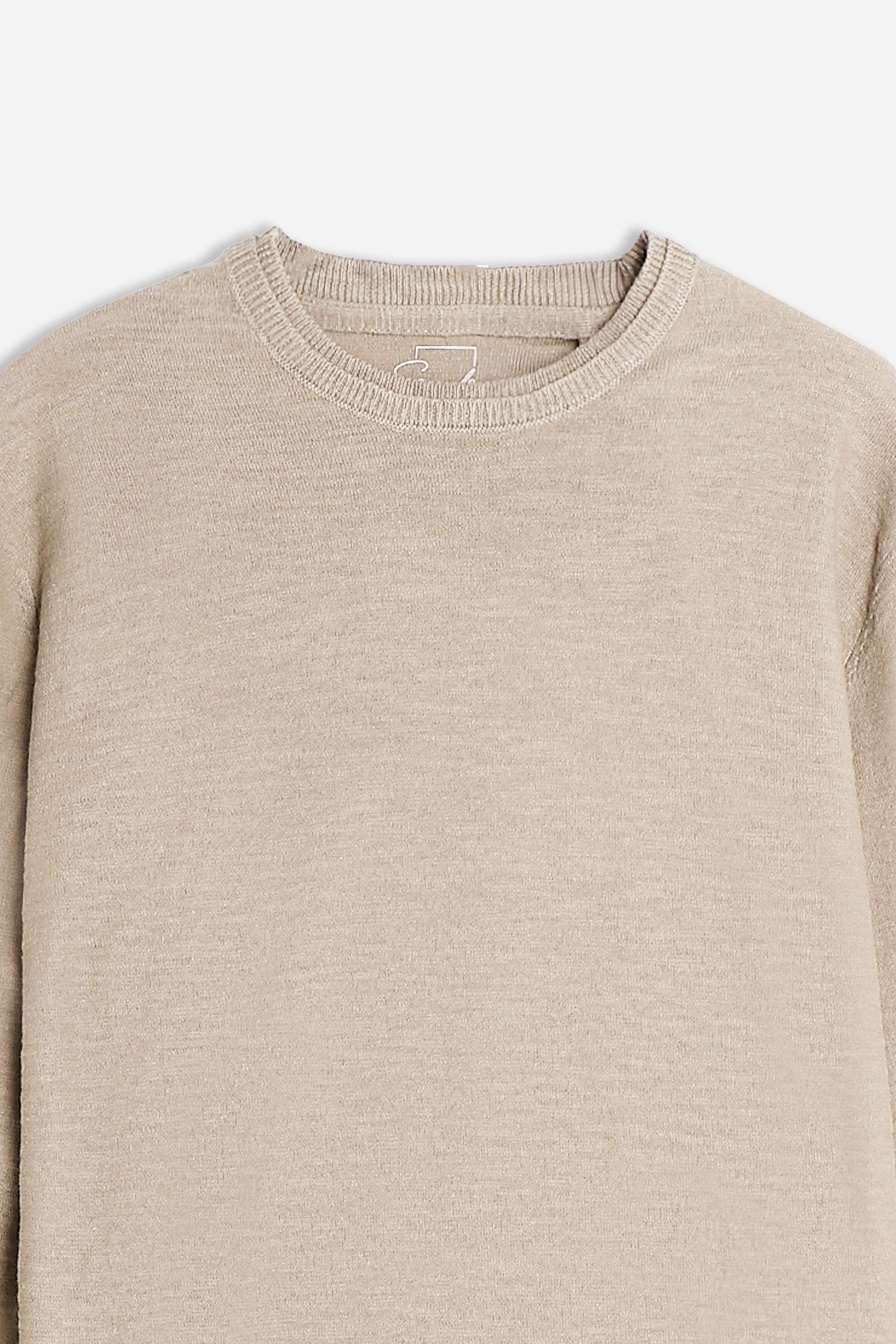 MAGLIA GIROCOLLO TESSUTO SLUB BEIGE