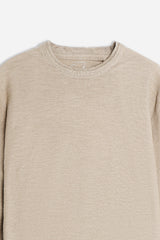 MAGLIA GIROCOLLO TESSUTO SLUB BEIGE