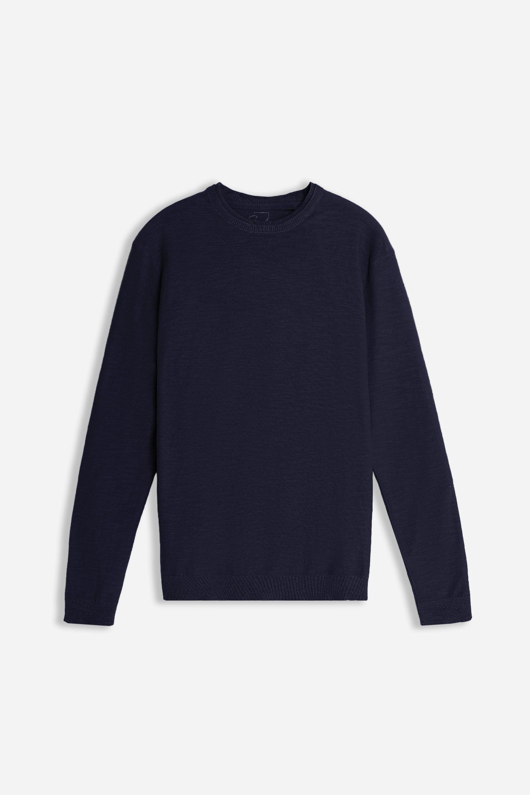 MAGLIA GIROCOLLO TESSUTO SLUB BLEU