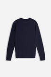 MAGLIA GIROCOLLO TESSUTO SLUB BLEU