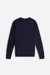 MAGLIA GIROCOLLO TESSUTO SLUB BLEU