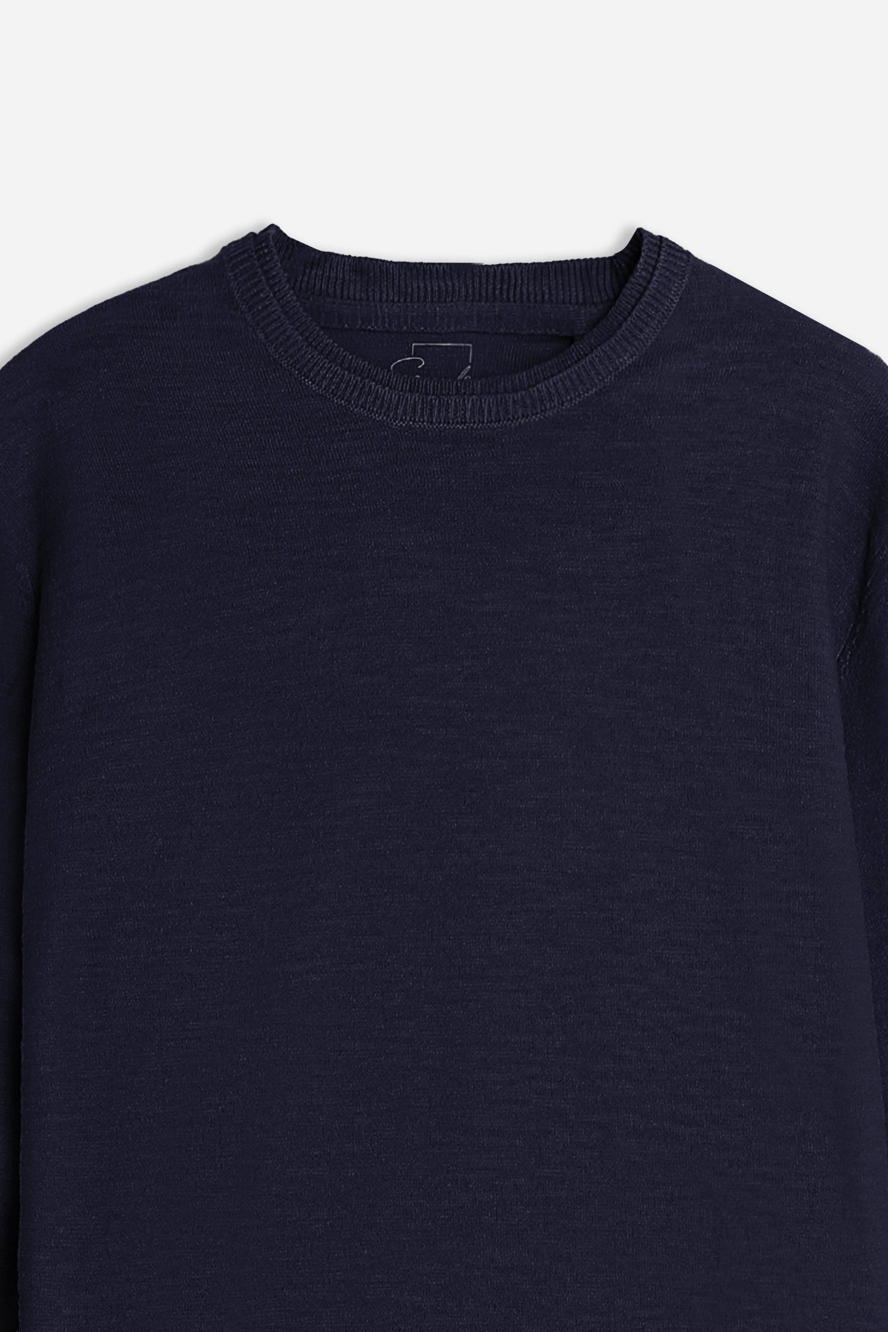 MAGLIA GIROCOLLO TESSUTO SLUB BLEU