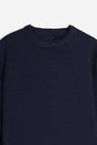 MAGLIA GIROCOLLO TESSUTO SLUB BLEU