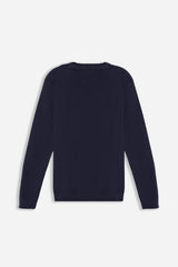 MAGLIA GIROCOLLO TESSUTO SLUB BLEU
