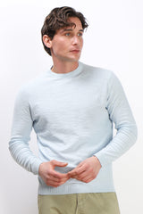 MAGLIA GIROCOLLO TESSUTO SLUB CIELO