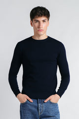 MAGLIA GIROCOLLO IN VISCOSA NYLON BLEU