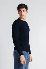 MAGLIA GIROCOLLO IN VISCOSA NYLON BLEU