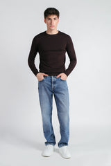 MAGLIA GIROCOLLO IN VISCOSA NYLON MORO