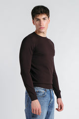 MAGLIA GIROCOLLO IN VISCOSA NYLON MORO