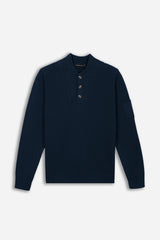 MAGLIA CON COLLO CON BOTTONI BLEU