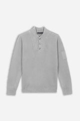 MAGLIA CON COLLO CON BOTTONI GRIGIO CHIARO