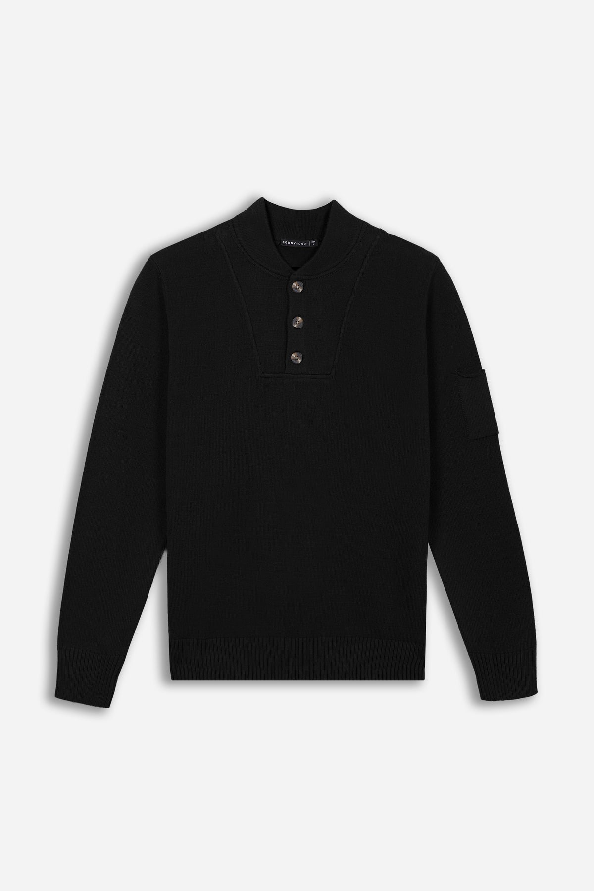 MAGLIA CON COLLO CON BOTTONI NERO