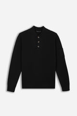 MAGLIA CON COLLO CON BOTTONI NERO