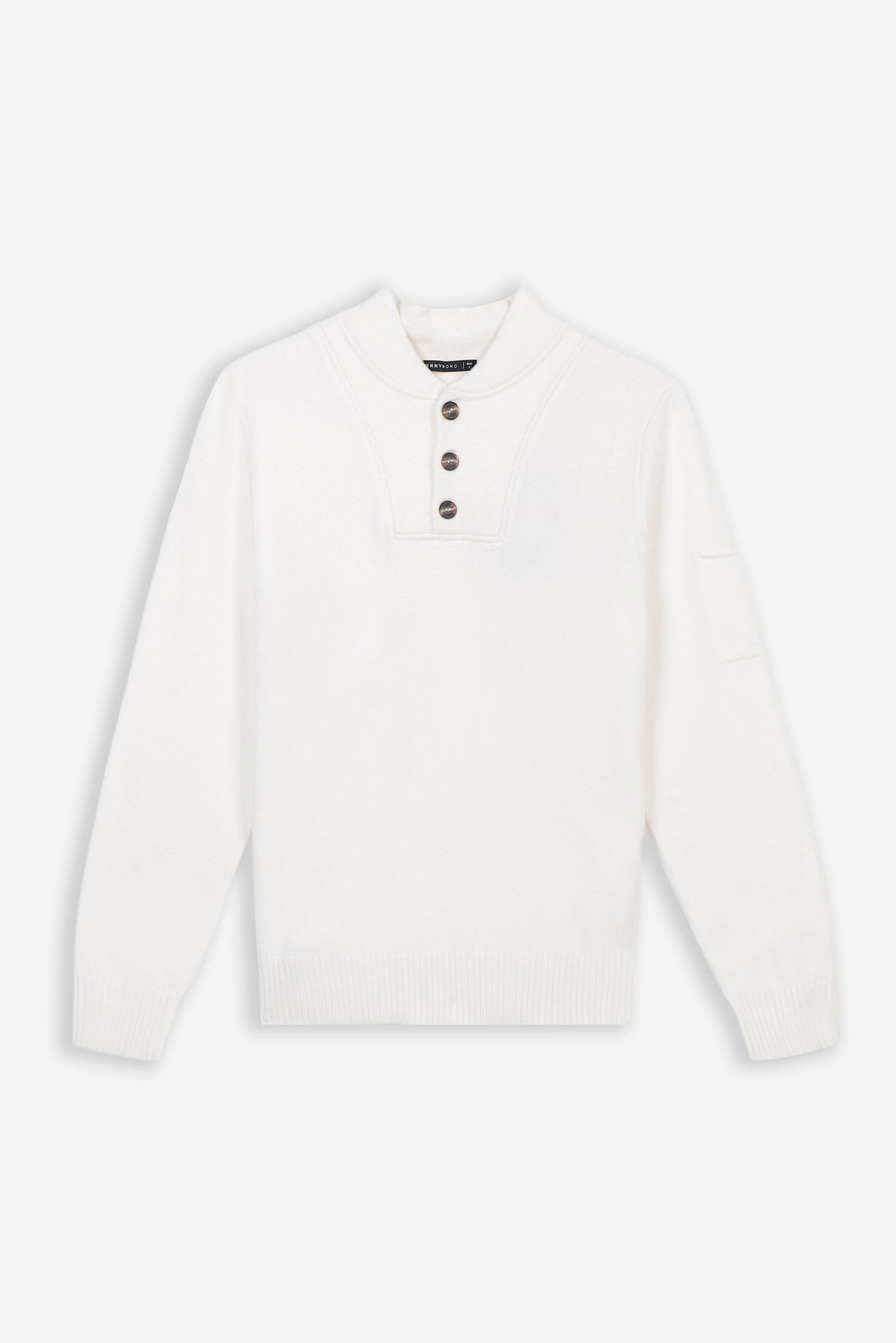 MAGLIA CON COLLO CON BOTTONI PANNA
