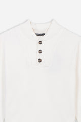 MAGLIA CON COLLO CON BOTTONI PANNA