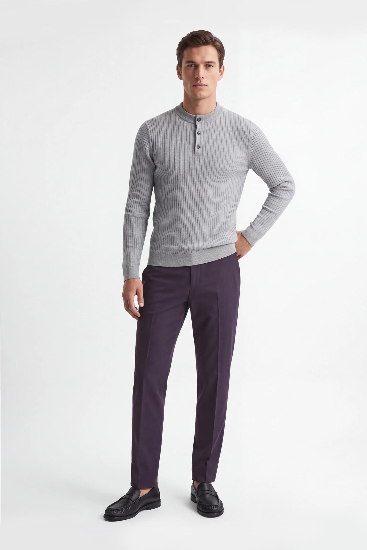 MAGLIA SERAFINO A COSTE GRIGIO CHIARO