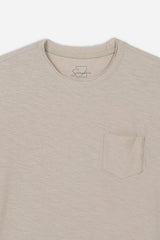 T-SHIRT GIROCOLLO SLUB TASCHINO BEIGE