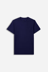 T-SHIRT GIROCOLLO SLUB TASCHINO BLEU