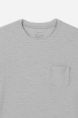 T-SHIRT GIROCOLLO SLUB TASCHINO GRIGIO CHIARO