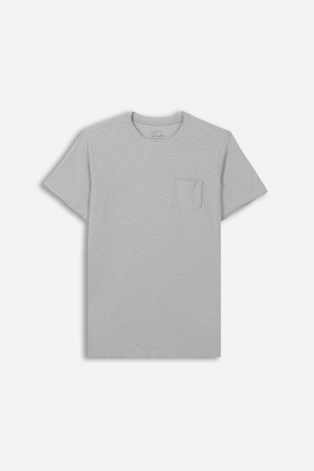 T-SHIRT GIROCOLLO SLUB TASCHINO GRIGIO CHIARO