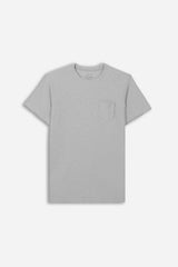 T-SHIRT GIROCOLLO SLUB TASCHINO GRIGIO CHIARO