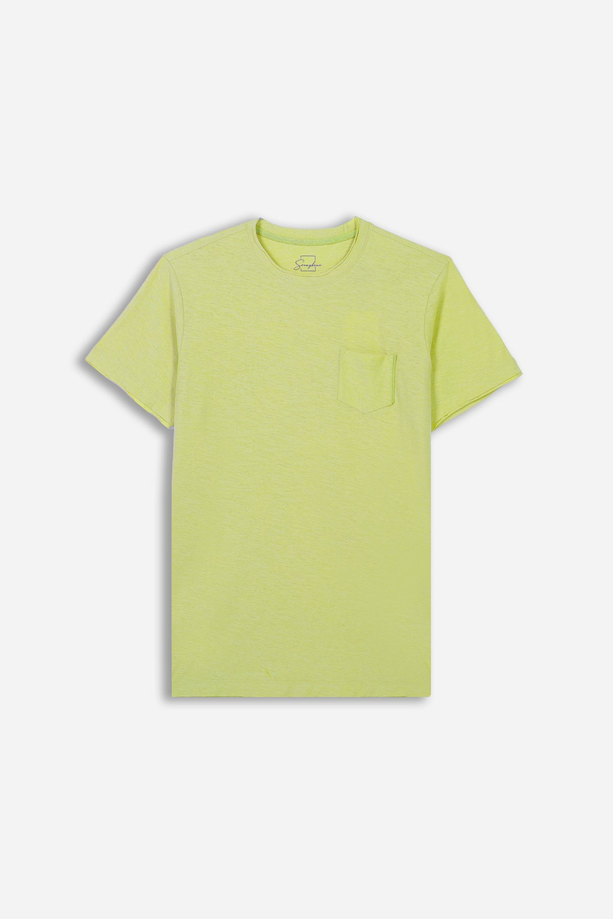 T-SHIRT GIROCOLLO SLUB TASCHINO LIME