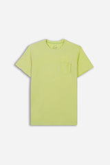 T-SHIRT GIROCOLLO SLUB TASCHINO LIME