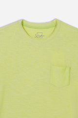 T-SHIRT GIROCOLLO SLUB TASCHINO LIME