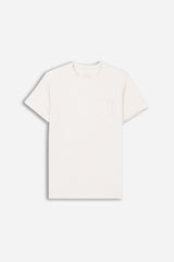 T-SHIRT GIROCOLLO SLUB TASCHINO PANNA