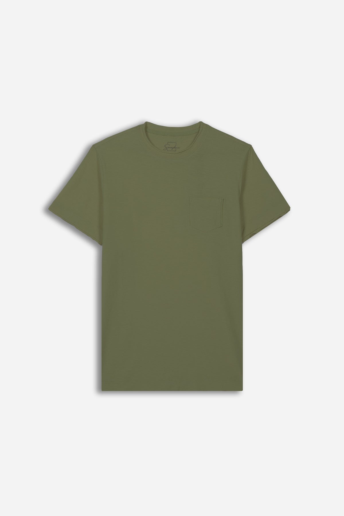 T-SHIRT GIROCOLLO SLUB TASCHINO VERDE MILITARE