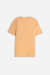 T-SHIRT GIROCOLLO SLUB  CON TASCHINO ALBICOCCA
