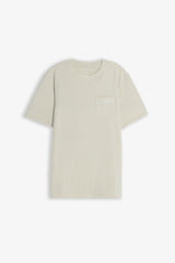 T-SHIRT GIROCOLLO SLUB  CON TASCHINO BEIGE CHIARO