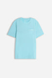 T-SHIRT GIROCOLLO SLUB  CON TASCHINO CELESTE