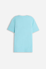 T-SHIRT GIROCOLLO SLUB  CON TASCHINO CELESTE