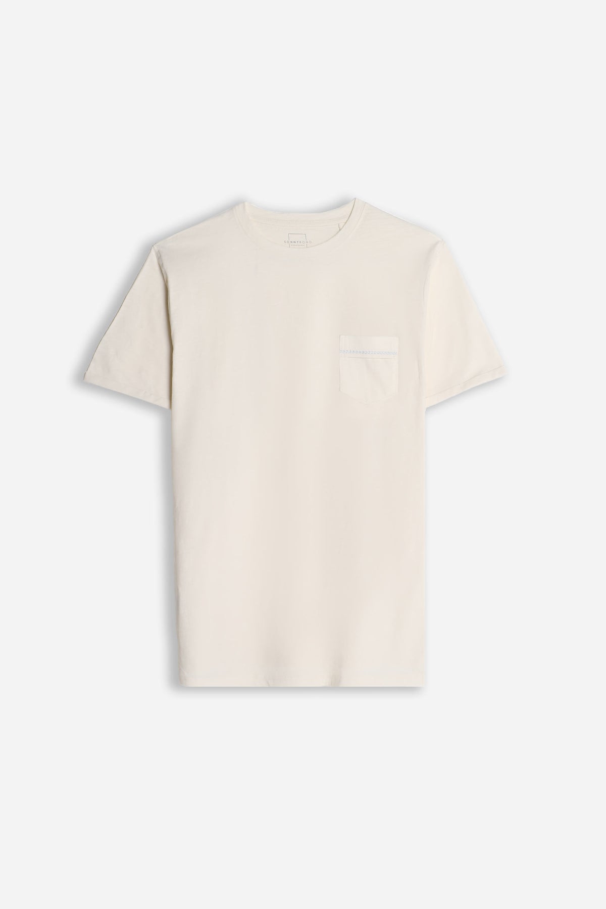 T-SHIRT GIROCOLLO SLUB  CON TASCHINO GESSO