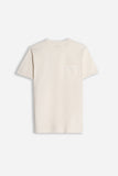 T-SHIRT GIROCOLLO SLUB  CON TASCHINO GESSO