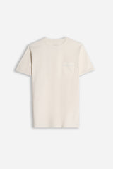 T-SHIRT GIROCOLLO SLUB  CON TASCHINO GESSO