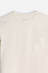 T-SHIRT GIROCOLLO SLUB  CON TASCHINO GESSO