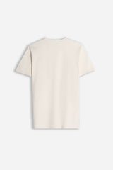 T-SHIRT GIROCOLLO SLUB  CON TASCHINO GESSO