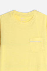 T-SHIRT GIROCOLLO SLUB  CON TASCHINO GIALLO CHIARO