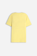 T-SHIRT GIROCOLLO SLUB  CON TASCHINO GIALLO CHIARO