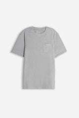 T-SHIRT GIROCOLLO SLUB  CON TASCHINO GRIGIO SCURO